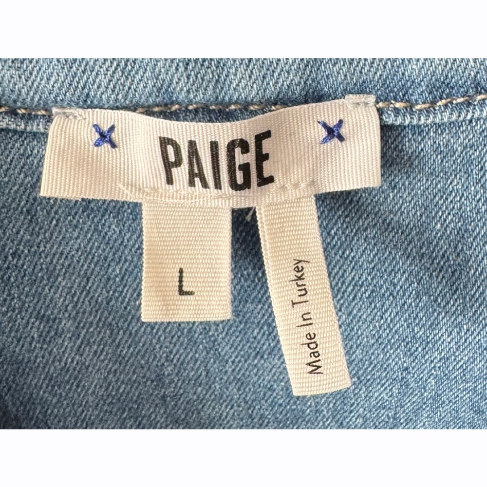 PAIGE Belize Denim Button Up Long Sleeve Shirt Womens Large Blue‎ Relaxed Fit - Picture 7 of 7